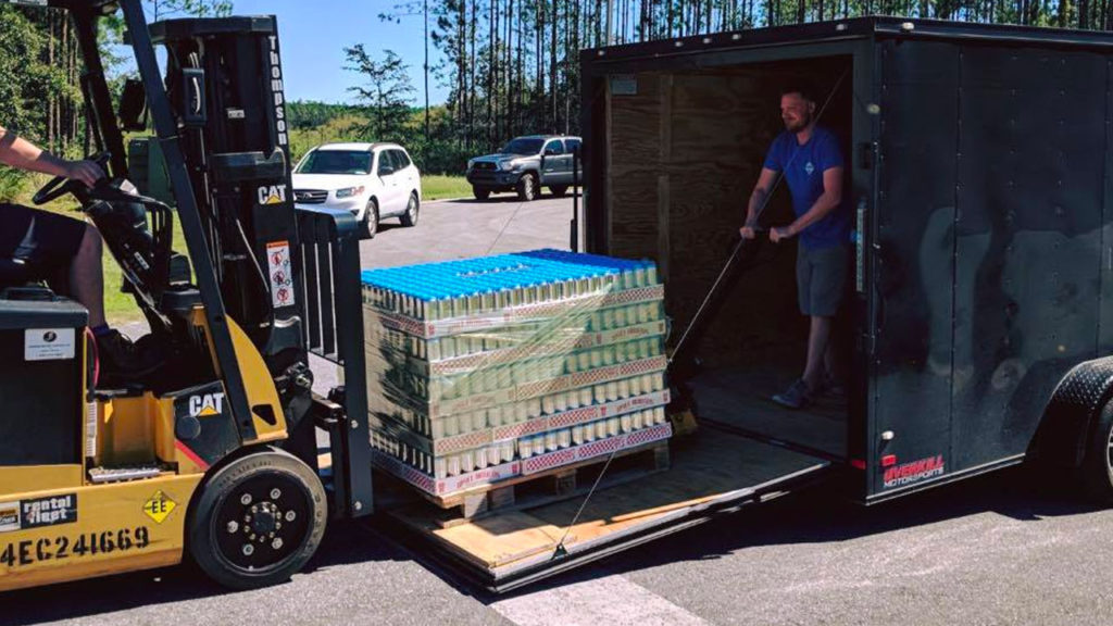 Idyll Hounds Brewing Company canning canning 16oz cans of water.