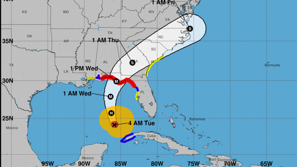 Hurricane Michael 3 day forecast as of Oct 9, 2018