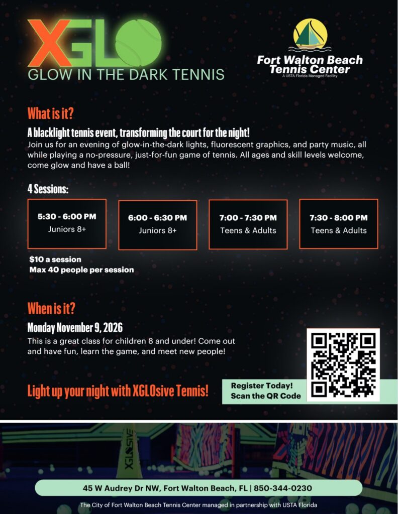 Glow in the Dark Tennis at Fort Walton Beach Tennis Center